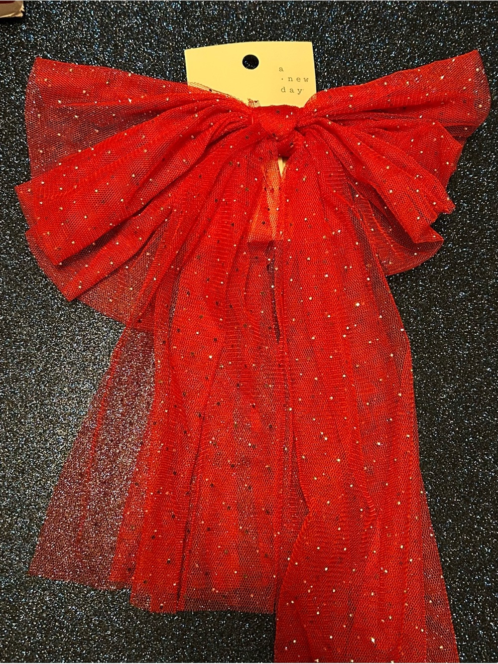A New Day Red Sparkle Hair Bow Barrette
